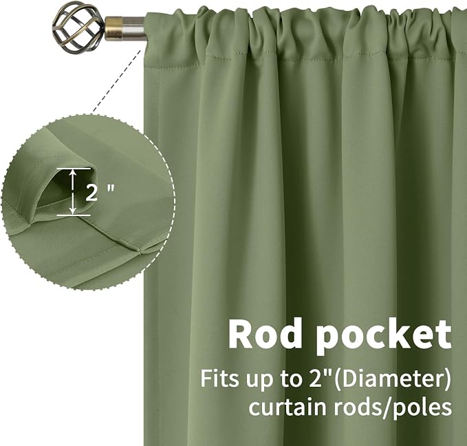 BGment Olive Green Short Blackout Curtains 40 Inches Long - Image 5