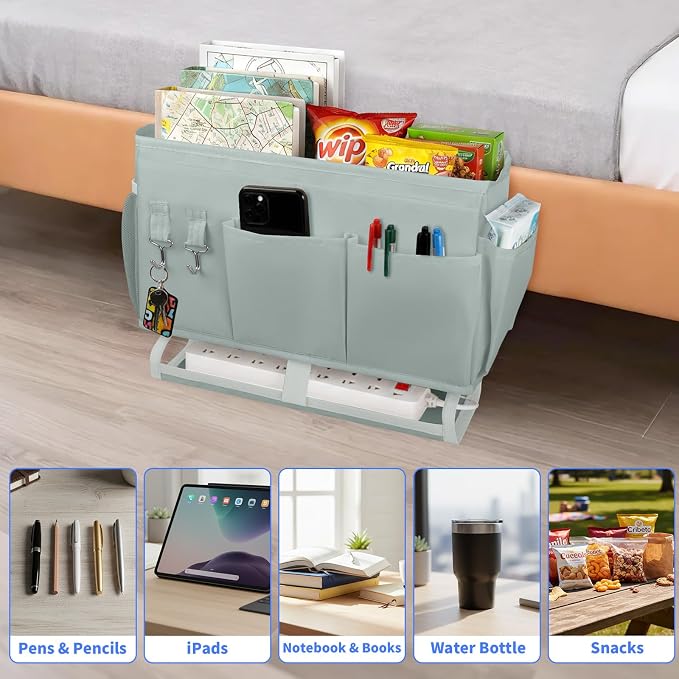 2Pcs Bedside Caddy for Dorm Bed Bedside Organizer, Bedside Storage - Image 5