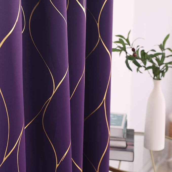 Deconovo Curtains for Living Room, Pattern Blackout Curtains 63 Inches Long | - Image 5