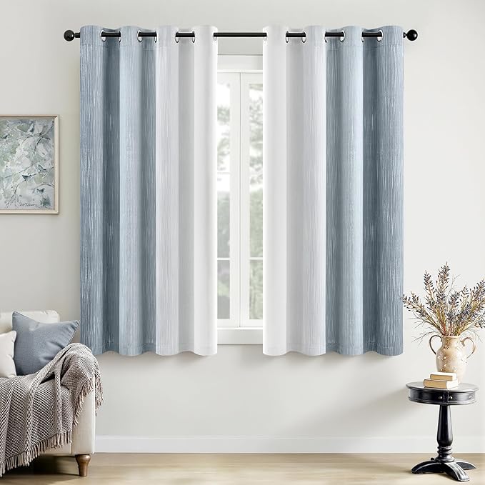 MIULEE Chambray Blue and Greyish White Ombre Blackout Curtains 52Wx63L | Full by MIULEE