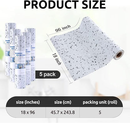 RAY STAR 18X96 Inch Shelf Liner for Kitchen Cabinets, Non-Adhesive Cabinet Liner Washable, PVC Drawer Liner for Dresser Non-Slip Bathroom (Stone)(5 Roll)