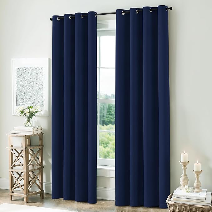 COSVIYA Navy Blue 100% Blackout Curtains - Image 5