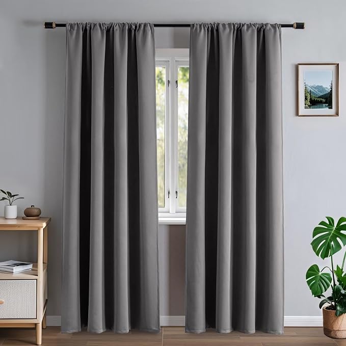 100% Blackout Curtains 72 Inch Length 2 Panels Set, Thermal Insulated Room by Zyvola