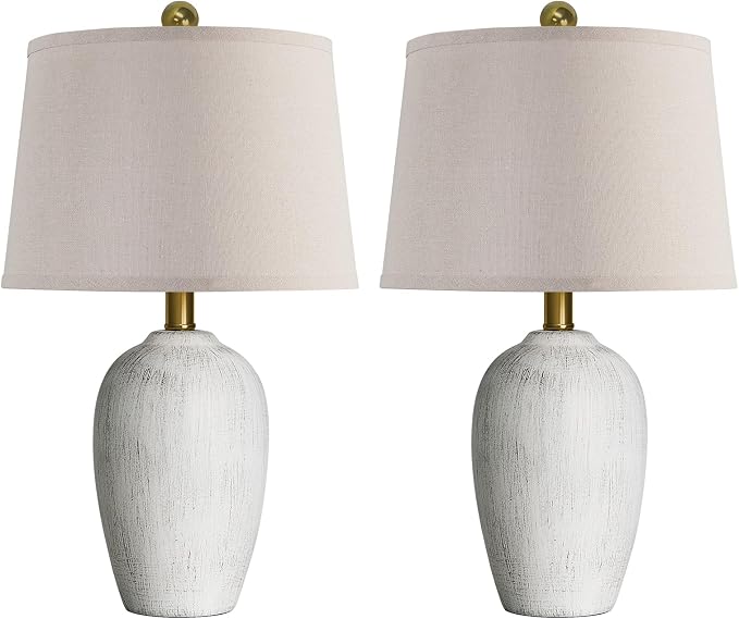 AIEAMPDO 21'' Set of 2 Rustic Ceramic Small Table Lamps - Image 9