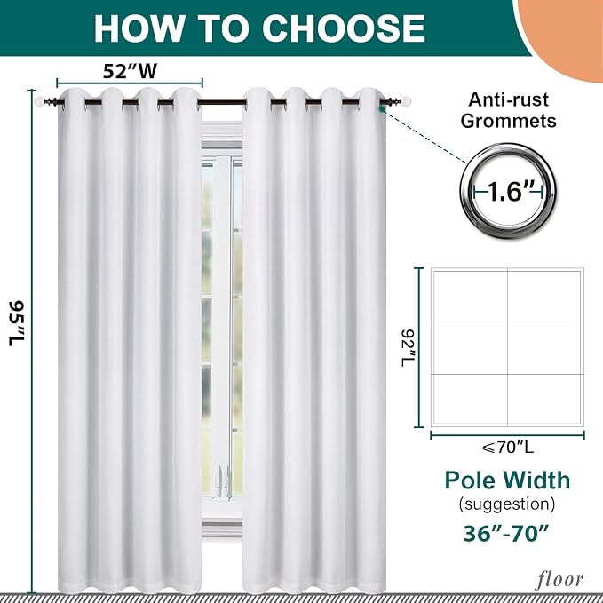 Diraysid 100% Blackout Curtains White Linen Curtains - Image 4