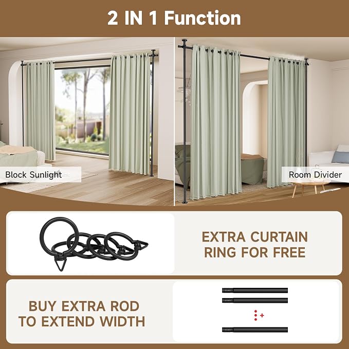 Room Divider Privacy Screens, No Drill Curtains Rod - Image 5