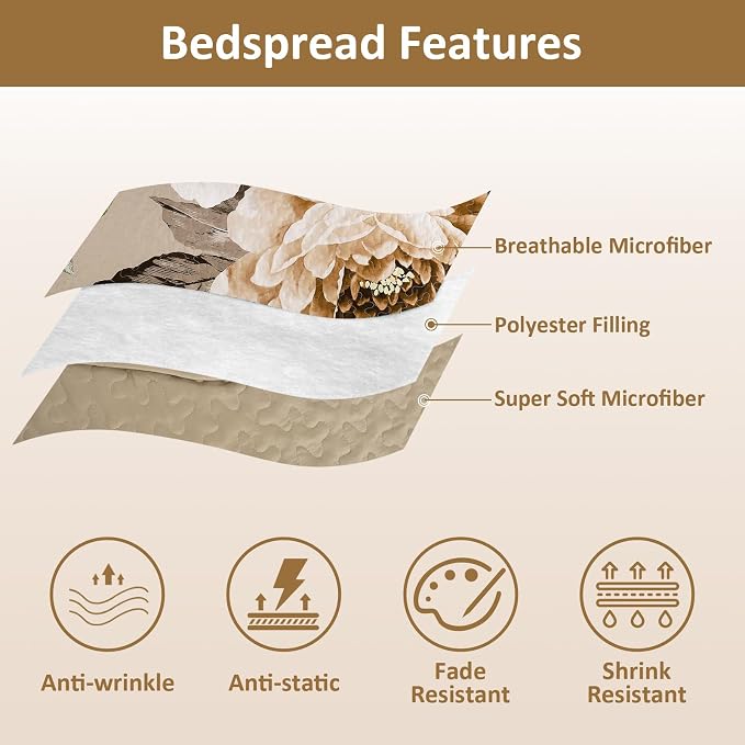 WONGS BEDDING Fall Quilt Queen Size, Soft Microfiber Reversible Bed Cover Set - Image 6