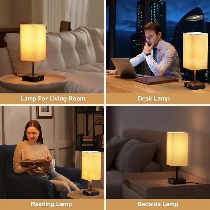 Touch Bedside Table Lamp for Bedroom, Touch 3-Way Dimmable LED Bulb Included - Image 6