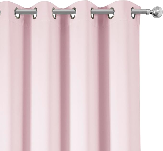 100% Blackout Curtains 52 x 72 Inches Long Thermal Insulated Baby Pink Curtains - Image 8