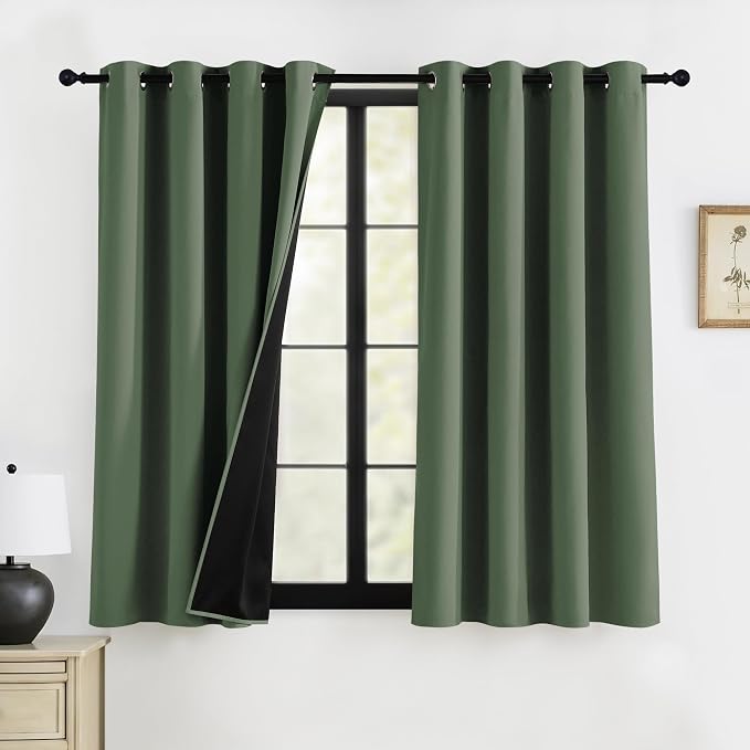RYB HOME 100% Blackout Curtains 63 inches Length, Thermal Insulated | Total by RYBHOME