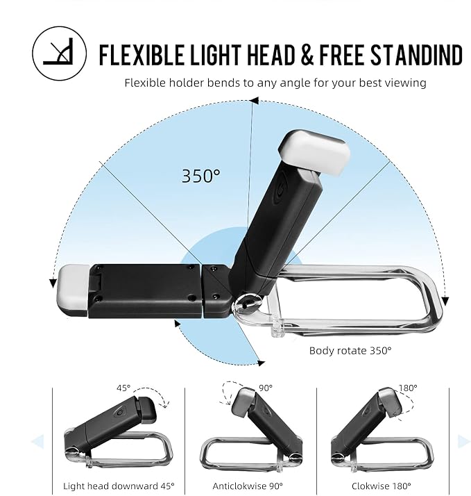 EGWASER Book Light for Reading in Bed, USB Rechargeable Clip on Book Lights - Image 4