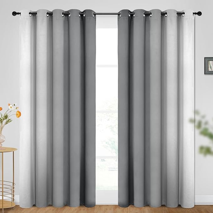 SimpleHome Ombre Curtains Grey to Grey White - Image 2