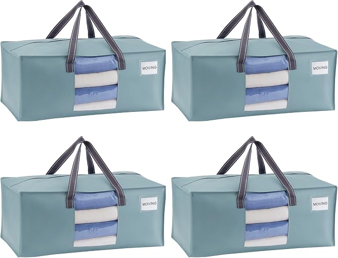 VENO Heavy Duty Moving Bags, Storage Bags, Light Blue, 4 Pack | Packing Supplies by Veno