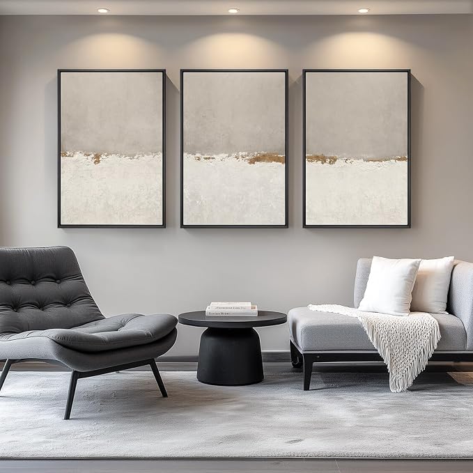 Large Framed Neutral Abstract Wall Art - Image 4
