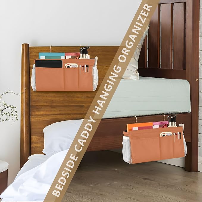 DOMIKING Orange Bedside Caddy for Dorm Bed Recliner Armrest Organizer - Image 7