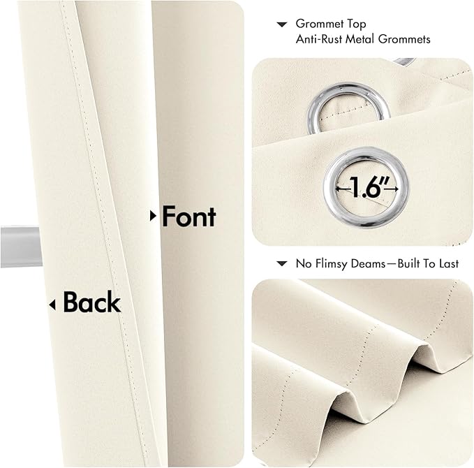 MIULEE Blackout Curtains for Bedroom 2 Panels 40 x 72 Inch Long Beige White | - Image 4