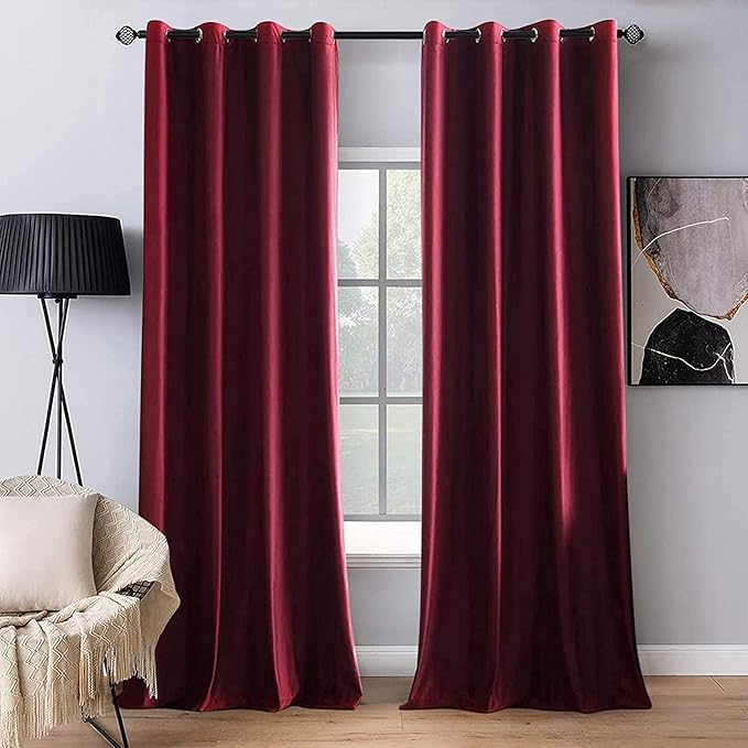 MIULEE Velvet Curtains Christmas Burgundy 52 x 96 Inch Length Set of 2 | by MIULEE