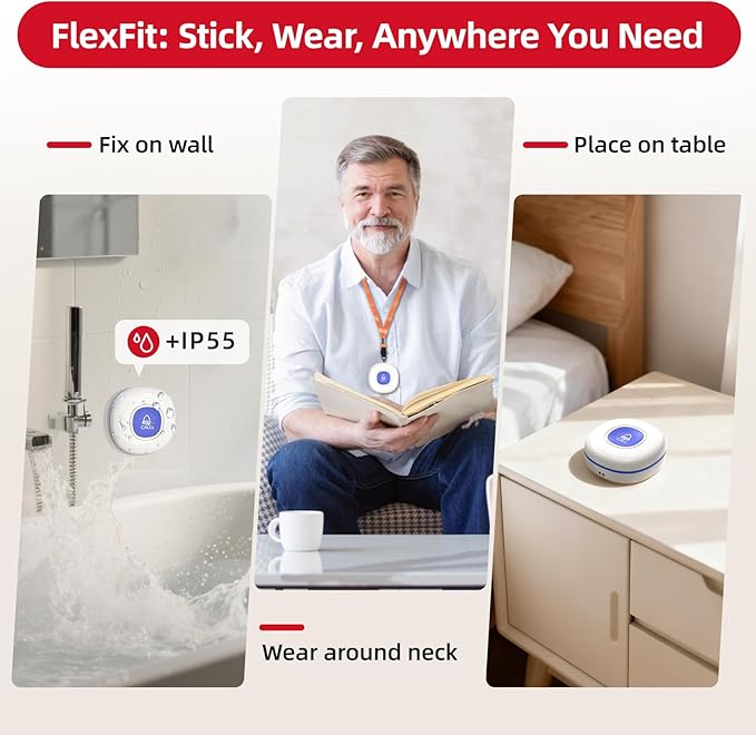 CallToU Wi-Fi Wireless Caregiver Pager Call Button for Elderly at Home , APP Emergency Alert for Seniors, Patients, and The Disabled (TY01WH-CB01-US 2-2)