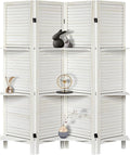 Room Divider with Shelves, 4 Panel White Privacy Screen | Partition Room by AMBITION+LAND