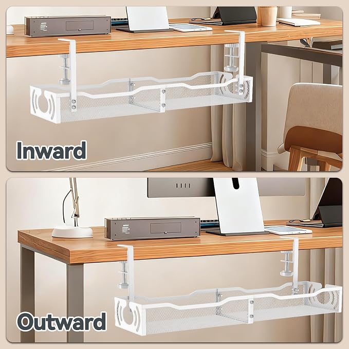 Cable Management, 25.3'' Under Desk Cable Management Tray No Drill | Metal - Image 7