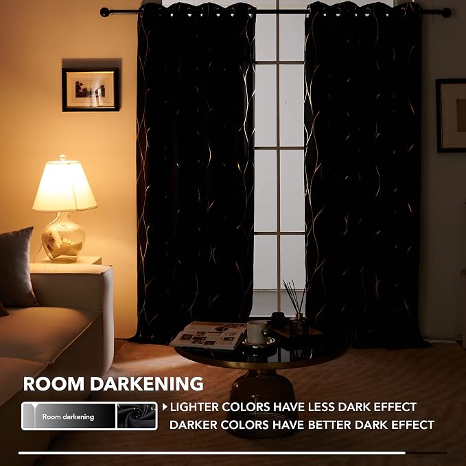 Deconovo Curtains for Living Room, Pattern Blackout Curtains 63 Inches Long | - Image 6