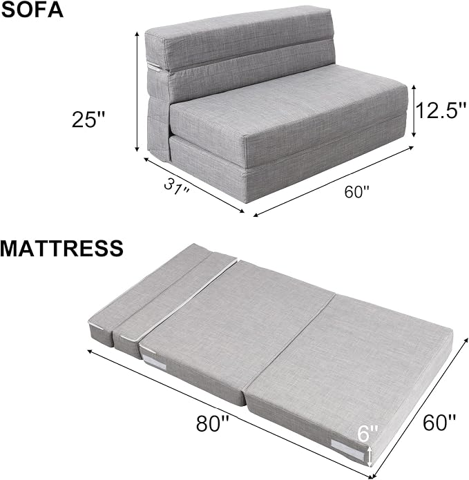 Folding Sofa Bed, Convertible Sleeper Chair - Image 2