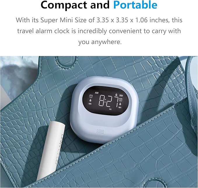 Vibrating Alarm Clock for Heavy Sleepers, Battery Operated Rechargeable Bed Shaker Under Pillow, Wireless,Vibration Adjustable,Wireless, Dual Alarms, Travel Portable Digital Clock for Hearing-impaired