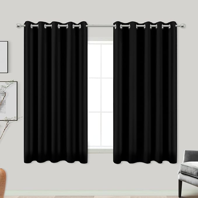 Black Out Curtains 60x45 Inch Long 2 Panels Burg by KOUFALL