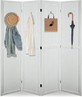 4 Panel Pegboard Room Divider | White Wood Folding Privacy Screen by Unknown
