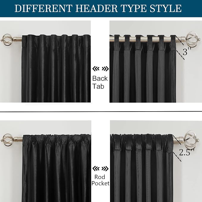 PRIMROSE Black Curtains 108 inch - Image 2