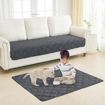 Smiry Waterproof Dog Bed Cover Blanket 40x80, Soft Reversible Pet Blanket, Washable Leakproof Cats Dogs Couch Cover for Sofa, Couch, Furniture, Lattice, Dark Grey/Beige