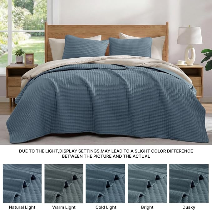 Queen Quilt-Lightweight Bedspreads Blue Queen Size Quilt Bedding Set | Soft - Image 6