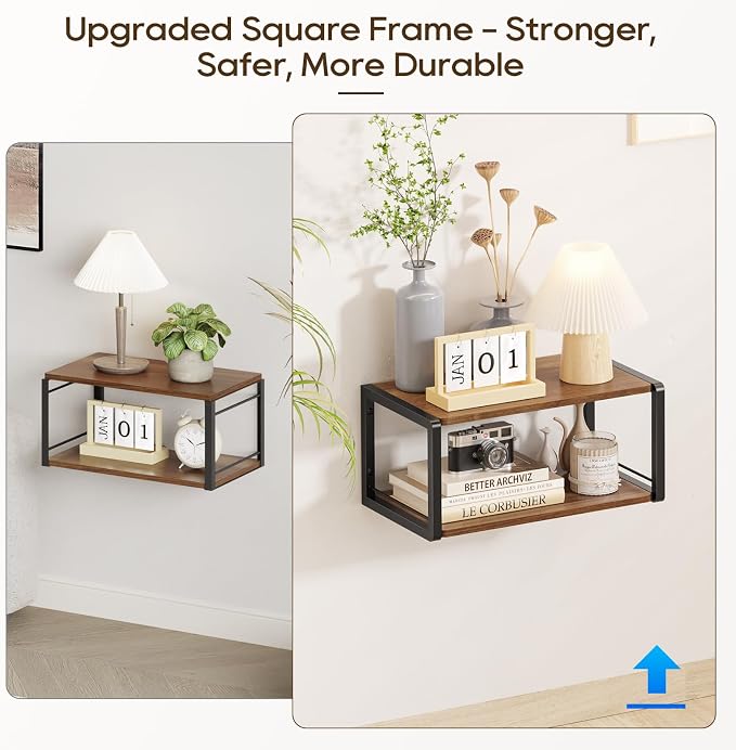 Floating Nightstand, Wood Bedside Shelf Wall Mounted Nightstand - Image 3