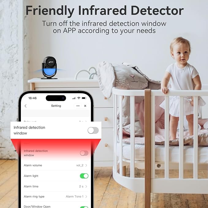 CPVAN WiFi Motion Sensor Alarm, 125dB Wireless DIY Smart PIR Motion Detector with 4 Door/Window Sensors for Home Security System - On Spot Alarm & APP Alert, Black