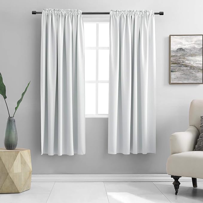 Greyish White Room Darkening Window Curtain Panels by DONREN