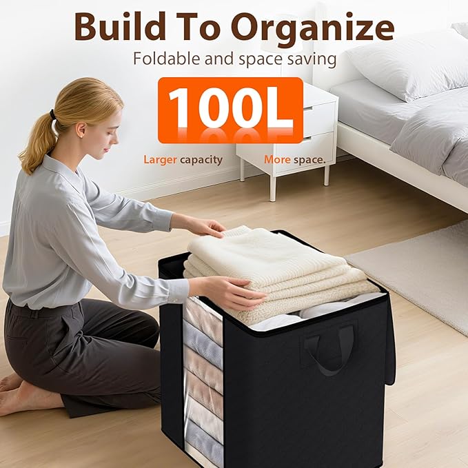 SpaceWhisper 8 Pack 100L Clothes Storage, Foldable Storage Bags, - Image 5