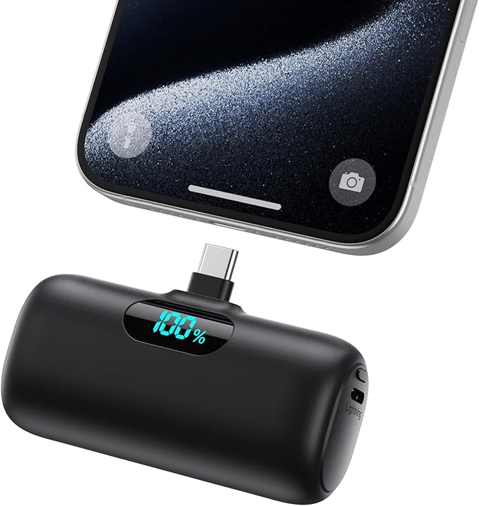 Mini Portable Charger USB C Power Bank,Upgraded 5000mAh PD Fast Charging Battery Pack Built-in USB-C Connector Travel Essential for iPhone17/17Pro/17Pro Max/Air/16 Plus/16Pro Max/15 Series,Android