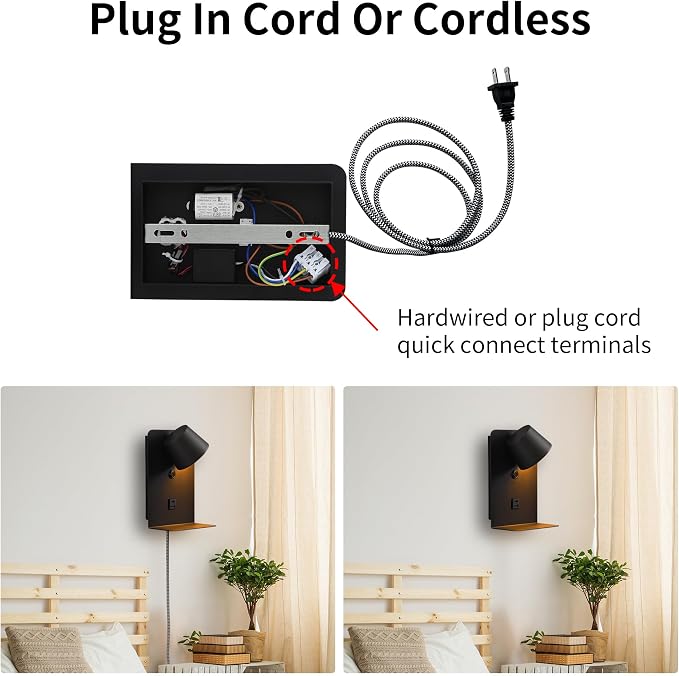 DEC LUCE DECOLUCE LIGHTING Modern LED Plug in Wall Sconce, Dimmable Wireless - Image 6