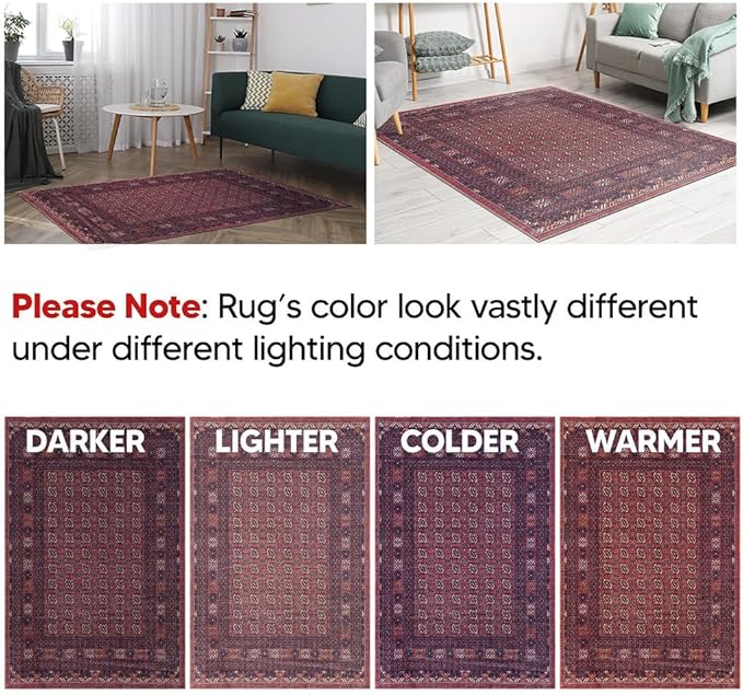 Keen Home Design 10x14 Rug - Machine Washable Area Rug with Non-Slip Backing, Ideal for Living Room, Dining Room, Bedroom - Vintage, Easy Clean, Durable, Low Pile Rug - (9'7" x 14')