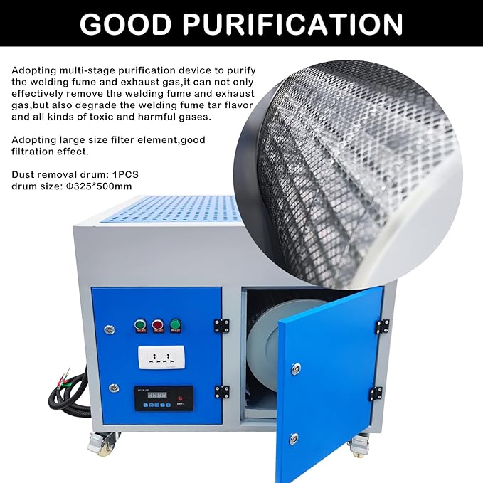 HayWHNKN Metal Working Downdraft Table Dust Collector Vacuum Welding Multi-stage Purification Dust Collector for Grinding Polishing Dusting Welding 31.5''*31.5'' 220V