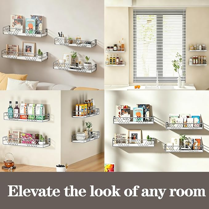 Amaoot Floating Shelves for Wall Set of 4, Wall Shelf Wood Floating Shelf | - Image 6