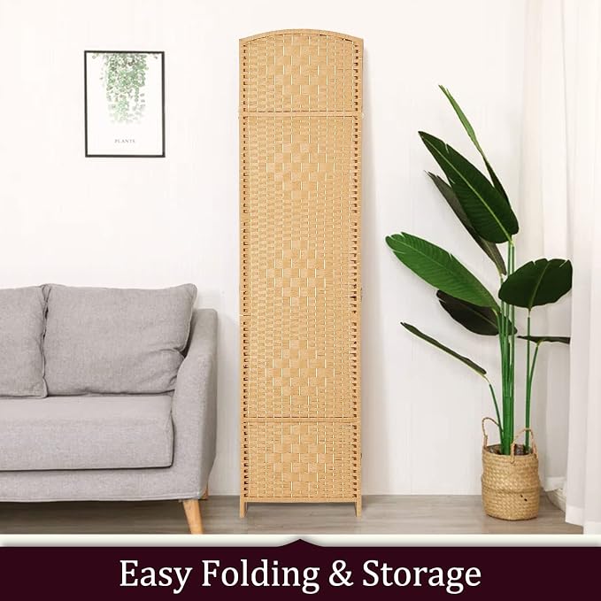 RHF Room Divider Panel, 8 Panel Partition Room Dividers Screen, Light Beige | - Image 6