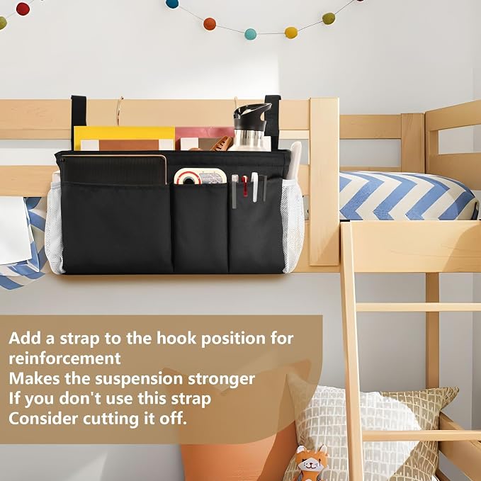 DOMIKING Black Bedside Caddy for Dorm Bed Recliner Armrest Organizer - Image 6