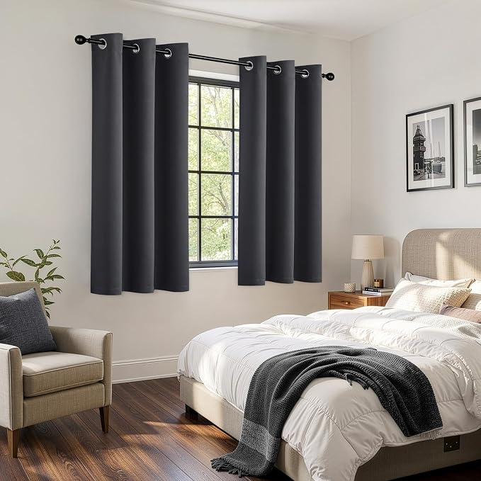 Dark Grey Blackout Curtains for Bedroom Living Room W40 x L63 Inch | 63 Inch - Image 5