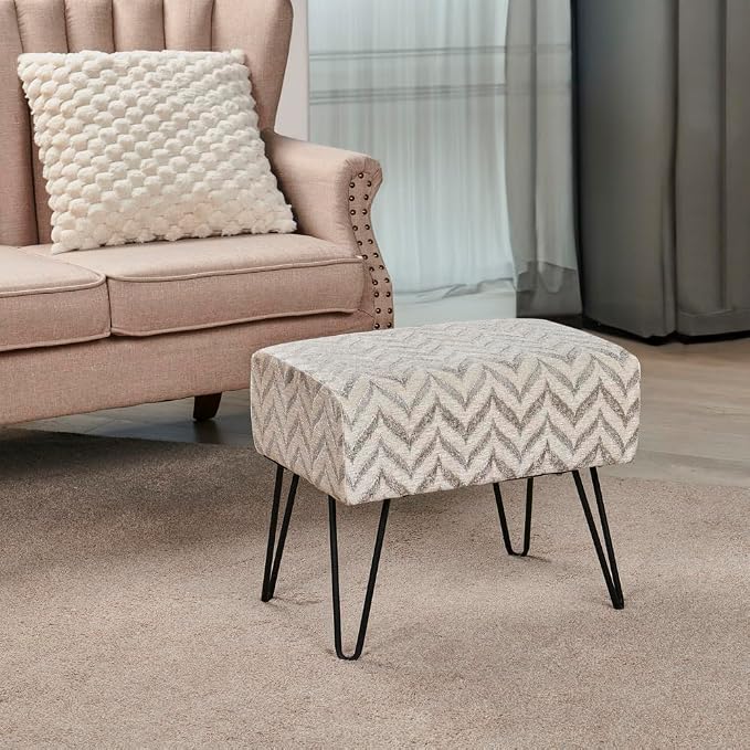 Home Soft Things Jacquard Chenille Ottoman, Arusha - Image 9