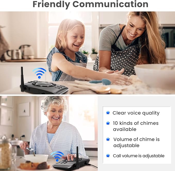 Hands-Free Intercoms Wireless for Home Business, Wuloo Upgrade Two Way Audio Intercom System for Elderly, Full Duplex Room to Room Intercom with 5280 ft Range Clear Sound Anti-Interference, 1-Pack