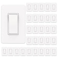 ThunderWay Matte White Single Pole Decorator Light Switch with Screwless Wall Plate, 15 A 120/277 V, ON/Off Rocker Paddle Interrupter, Self-Grounding, Residential Grade, UL Listed (30 Pack)