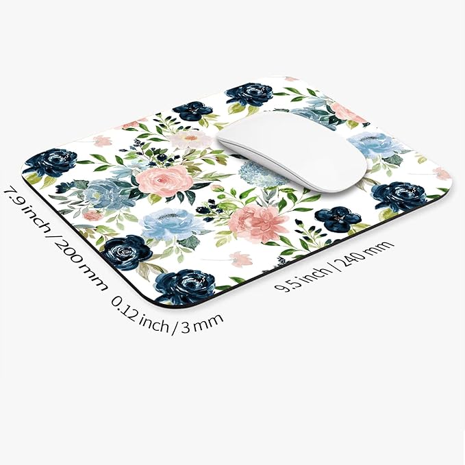 Armanza Square Mouse Pad Pretty Flowers, Personalized Premium-Textured Custom Mouse Mat Design, Washable Mousepad Cloth, Non-Slip Rubber Base Computer Mouse Pads for Wireless Mouse