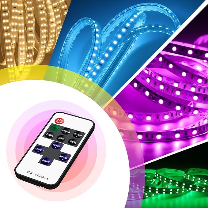 RGBZONE 2 Pack RF Wireless Remote Controller, DC5V-DC24V Single Color 5050 3528 5630 LED Strip Lights, Dimmer Controller Brightness & Effect Mode, RF Wireless Remote Control