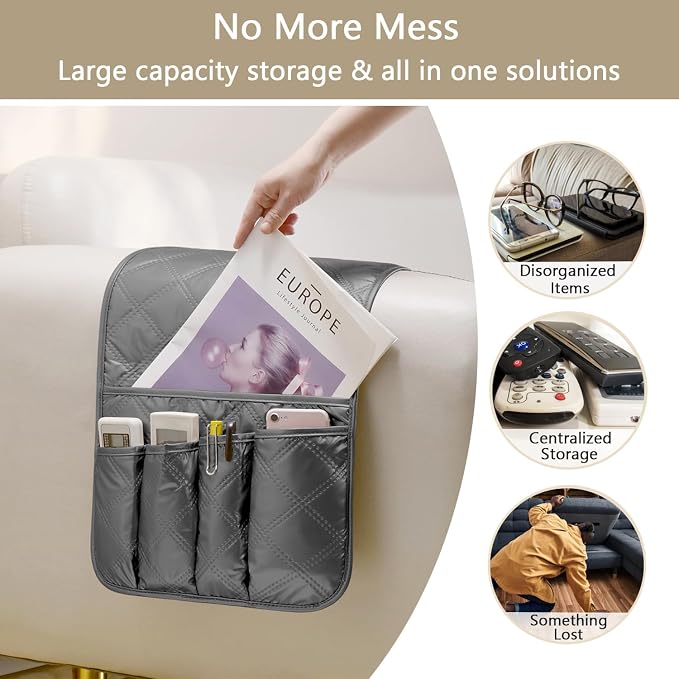 Remote Control Holder for Armchair, Couch Recliner Chair Caddy, Non-Slip Arm - Image 6